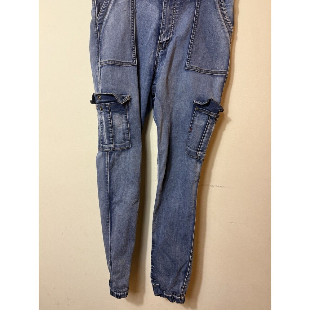V.I.P. Women’s Cargo Jeans Slim Fit Stretch Medium Wash Blue High Rise 15/31